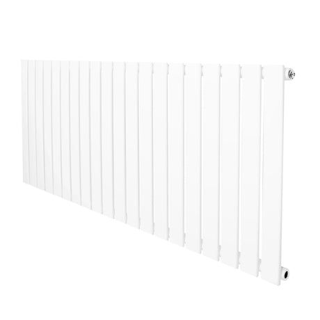 Flat single column radiator in sleek white finish, measuring 600 x 1400mm, featuring a modern, minimalist design with vertical slats