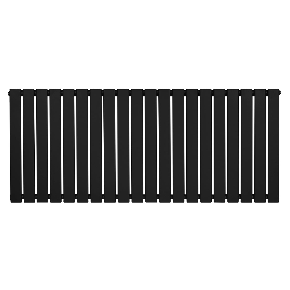 Flat single column radiator in sleek black finish, measuring 600 x 1400mm, featuring a modern, minimalist design with vertical slats