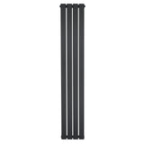 Flat single column radiator in anthracite grey, measuring 1600 x 280mm, featuring a sleek, modern design with a smooth finish