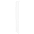 Flat single column radiator in white, measuring 1600 x 280mm, featuring a sleek, modern design with smooth vertical lines and a minimalist finish