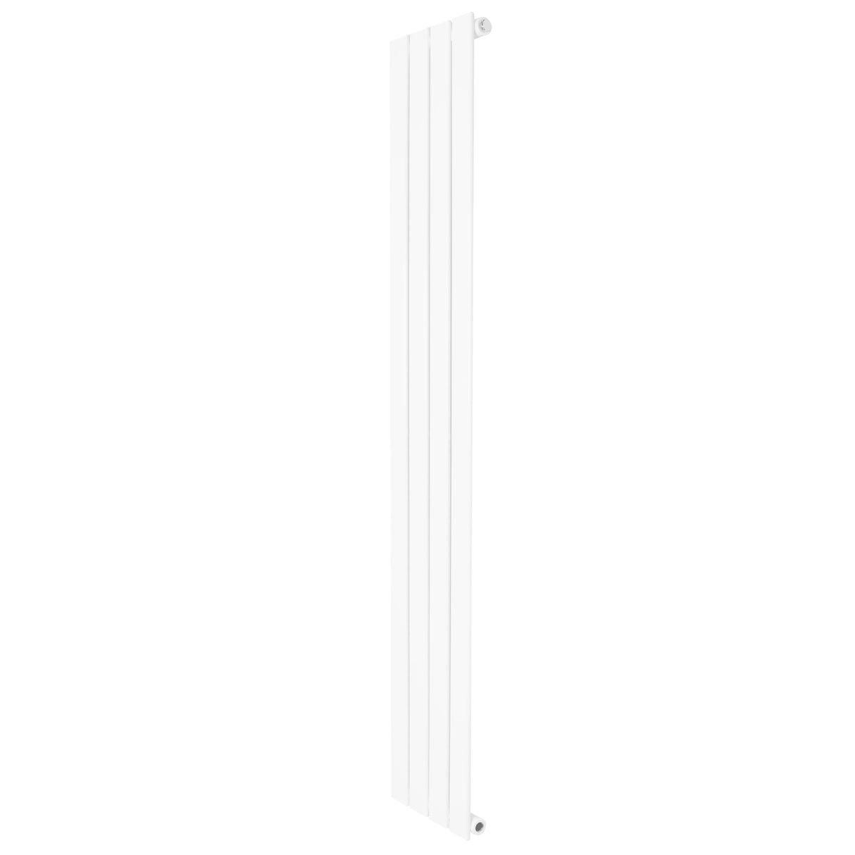 Flat single column radiator in white, measuring 1600 x 280mm, featuring a sleek, modern design with smooth vertical lines and a minimalist finish