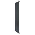 Flat single column radiator in anthracite grey, 1600 x 420mm, featuring a sleek, vertical design with a smooth, modern finish