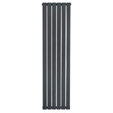 Flat single column radiator in anthracite grey, 1600 x 420mm, featuring a sleek, modern design with a smooth matte finish and vertical lines