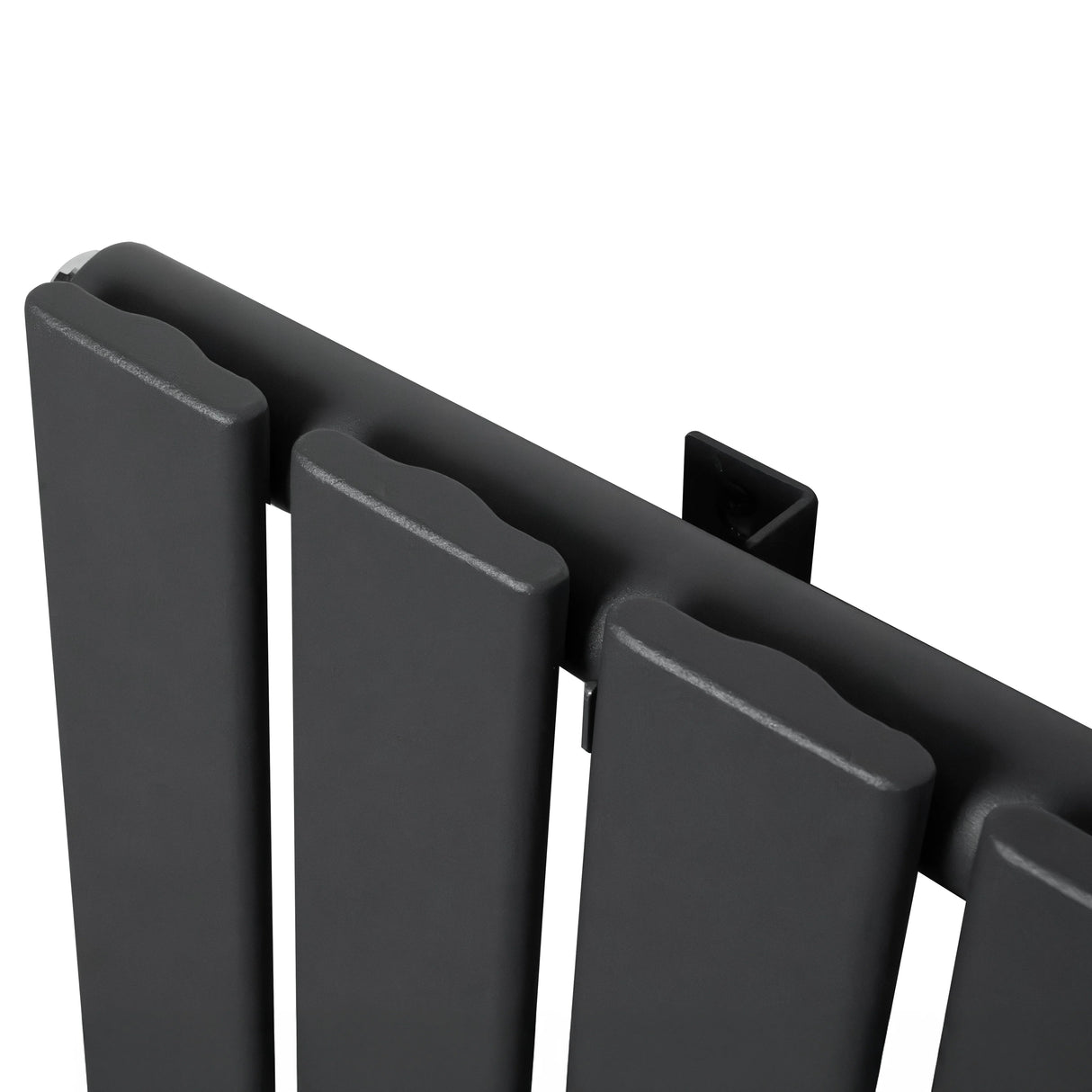 Flat single column radiator in anthracite grey, featuring a sleek, modern design with smooth, flat panels and a matte finish