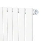 Flat single column radiator in sleek white finish, measuring 1600 x 420mm, featuring smooth vertical panels and a minimalist design