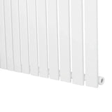 Flat single column radiator in sleek white finish, measuring 1600 x 420mm, featuring smooth vertical panels and a modern design