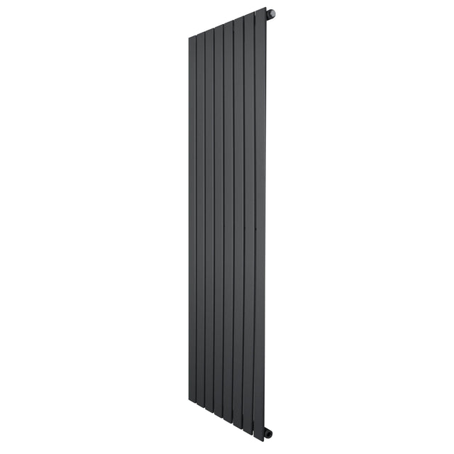 Flat single column radiator in anthracite grey, 1600 x 560mm, featuring a sleek vertical design with a smooth, matte finish