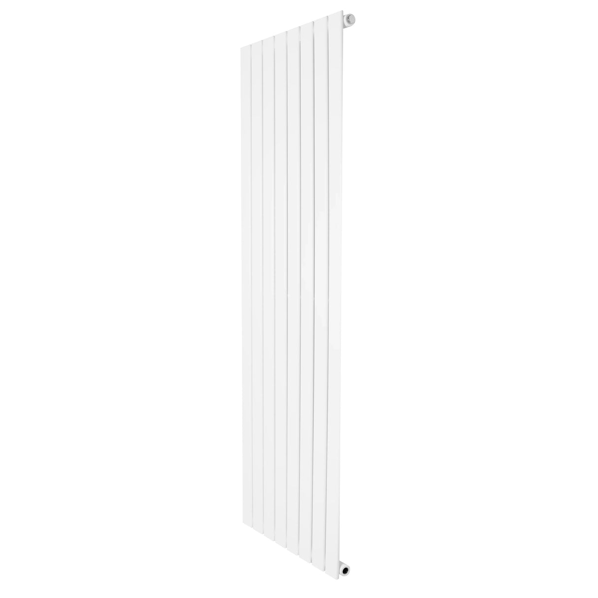 Flat single column radiator in sleek white finish, measuring 1600 x 560mm, featuring a modern, slim design with vertical lines