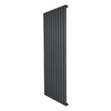 Flat single column radiator in anthracite grey, featuring a sleek vertical design with smooth, flat panels for modern interiors