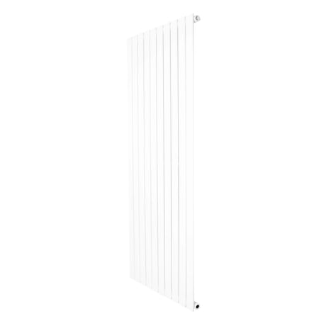 Flat single column radiator in sleek white finish, measuring 1600 x 700mm, featuring vertical slats for modern heating design