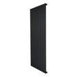 Flat single column radiator in sleek black finish, measuring 1600 x 700mm, featuring a modern vertical design with smooth, flat panels