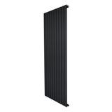 Flat single column radiator in sleek black finish, measuring 1600 x 700mm, featuring a modern vertical design with smooth, flat panels