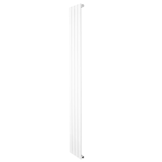 Flat single column radiator in sleek white finish, measuring 1800 x 280mm, featuring a modern, minimalist design with vertical lines