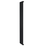 Flat single column radiator in sleek black finish, measuring 1800 x 280mm, featuring a modern vertical design and smooth texture