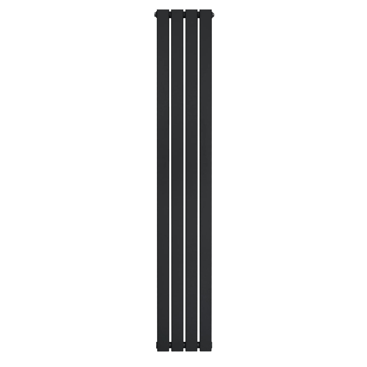 Flat single column radiator in sleek black finish, measuring 1800 x 280mm, featuring a modern, vertical design with smooth texture
