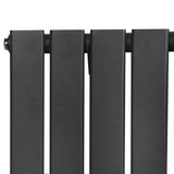 Flat single column radiator in anthracite grey, featuring a sleek, modern design with a smooth matte finish and vertical lines
