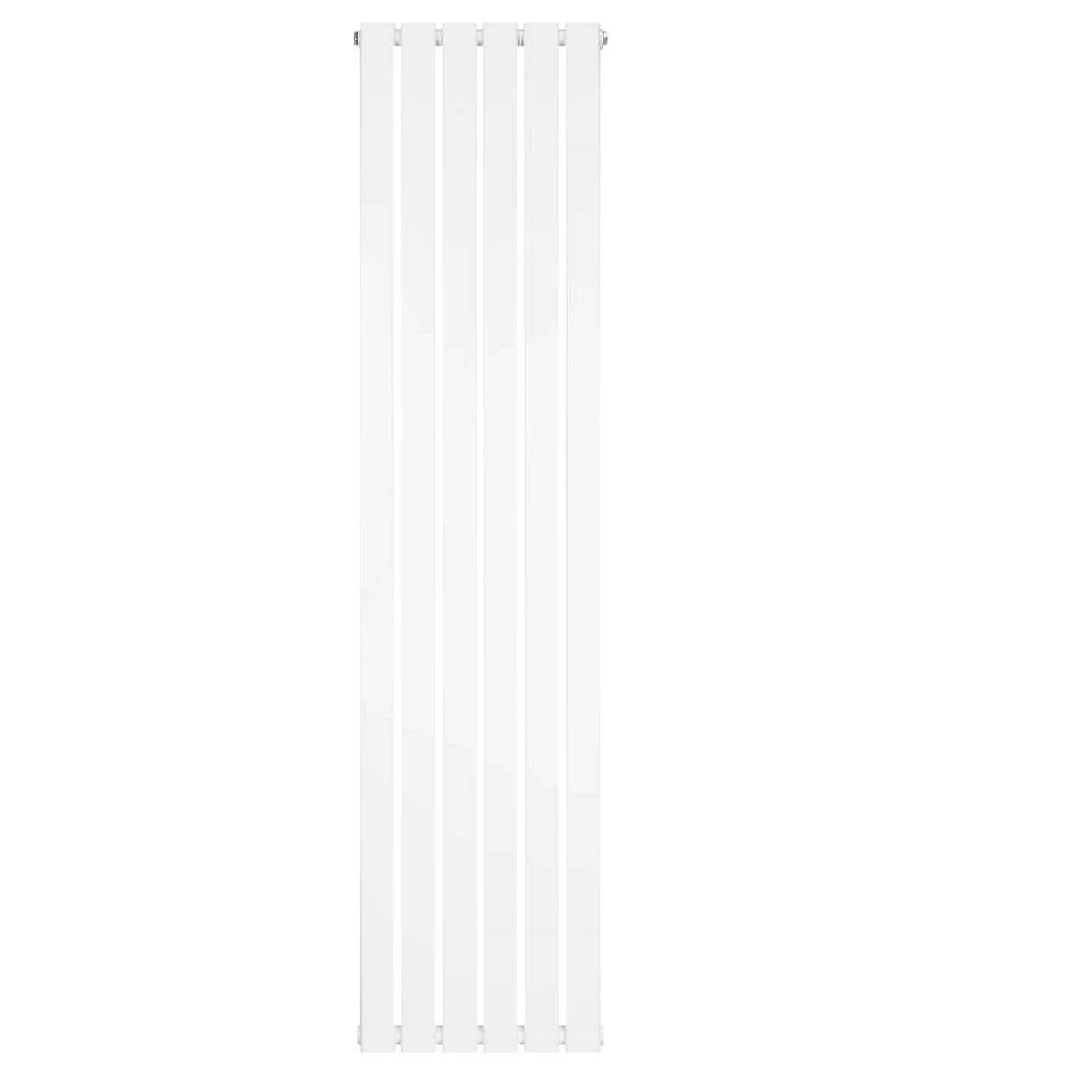 Flat single column radiator in white, 1800 x 420mm, featuring a sleek, modern design with smooth, vertical lines and a glossy finish