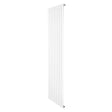 Flat single column radiator in sleek white finish, measuring 1800 x 560mm, featuring vertical lines and a modern design