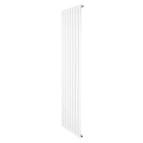 Flat single column radiator in sleek white finish, measuring 1800 x 560mm, featuring vertical lines and a modern design