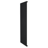 Sleek black flat single column radiator, 1800 x 560mm, featuring a modern design with smooth, vertical lines and a matte finish