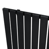 Flat single column radiator in sleek black finish, measuring 1800 x 560mm, featuring smooth vertical panels for modern decor
