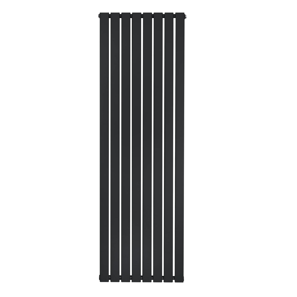 Flat single column radiator in sleek black finish, measuring 1800 x 560mm, features vertical, slim panels for modern decor