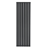 Flat single column radiator in sleek black finish, measuring 1800 x 560mm, features vertical, slim panels for modern decor