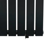 Flat single column radiator in sleek black finish, measuring 1800 x 560mm, featuring smooth, flat panels and a modern design