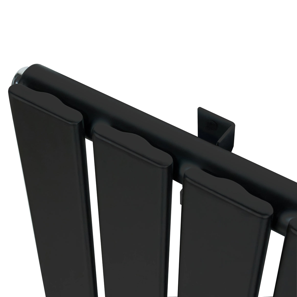 Flat single column radiator in sleek black finish, measuring 1800 x 560mm, featuring smooth, vertical panels and a modern design