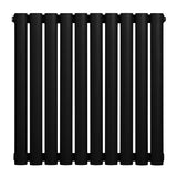 Sleek black oval single column radiator with a modern design, featuring smooth, rounded tubes and a matte finish, measuring 600 x 600mm