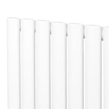 White oval single column radiator with a smooth finish, featuring vertical tubes, designed for efficient heating in modern spaces