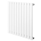 Oval single column radiator in sleek white finish, measuring 600 x 600mm, featuring smooth, elongated vertical tubes for efficient heating
