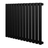 Sleek black oval single column radiator with a matte finish, featuring elongated vertical tubes for efficient heating and modern design