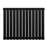 Sleek black oval single column radiator, 600 x 780mm, featuring a smooth matte finish and modern design, ideal for stylish heating solutions