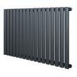 Oval single column radiator in anthracite grey, featuring a sleek design with vertical bars and a smooth matte finish, measuring 600 x 1020mm
