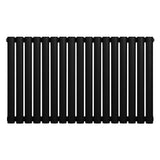 Sleek black oval single column radiator, 600 x 1020mm, featuring smooth, matte finish and evenly spaced vertical bars for efficient heating