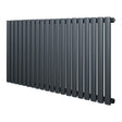 Oval single column radiator in anthracite grey, 600 x 1200mm, featuring a sleek, modern design with smooth, rounded edges and a matte finish