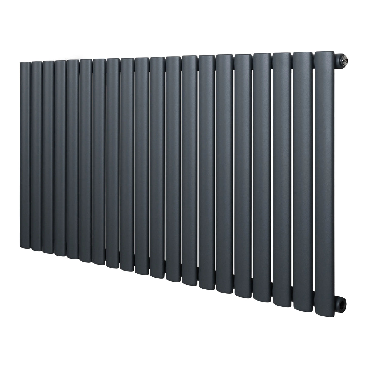 Oval single column radiator in anthracite grey, 600 x 1200mm, featuring a sleek, modern design with smooth, rounded edges and a matte finish