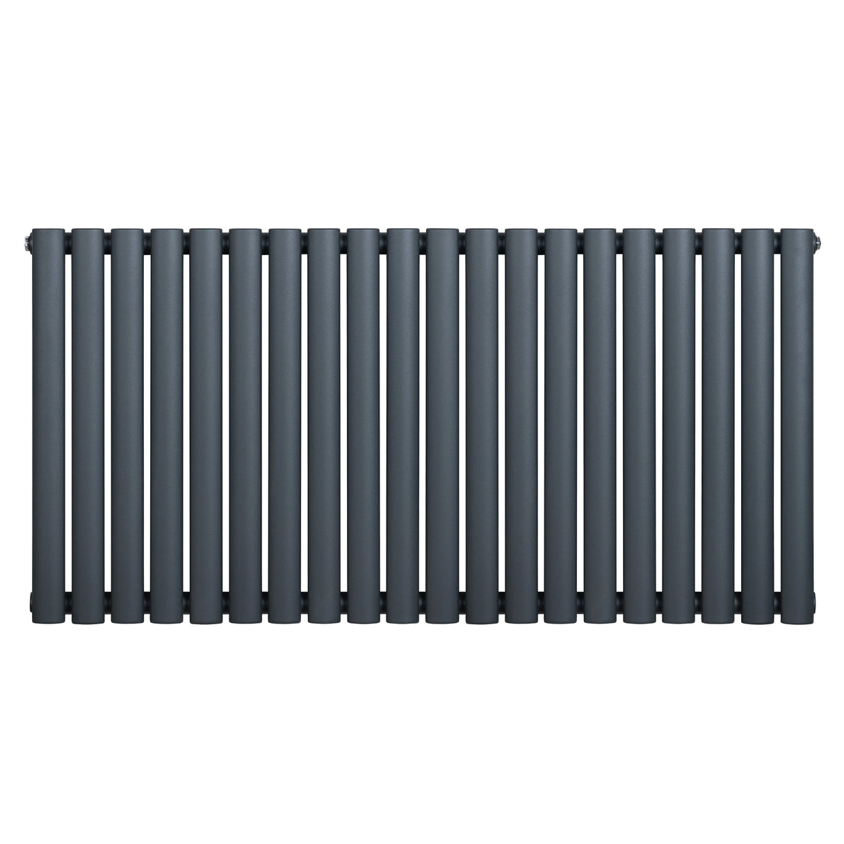 Oval single column radiator in anthracite grey, featuring a sleek, modern design with vertical tubes, ideal for stylish heating solutions
