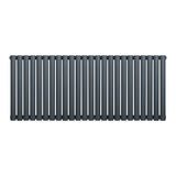 Oval single column radiator in anthracite grey, 600 x 1440mm, featuring a sleek, modern design with smooth, rounded edges and a matte finish
