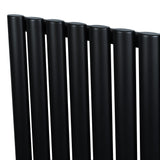 Sleek black oval single column radiator with a modern design, featuring smooth, rounded tubes and a matte finish, ideal for stylish heating solutions