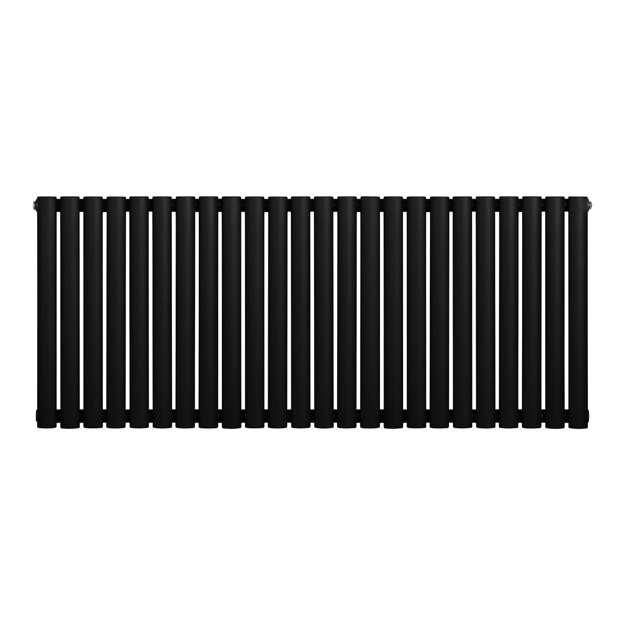 Sleek black oval single column radiator measuring 600 x 1440mm, featuring a modern design with smooth, matte finish and vertical bars