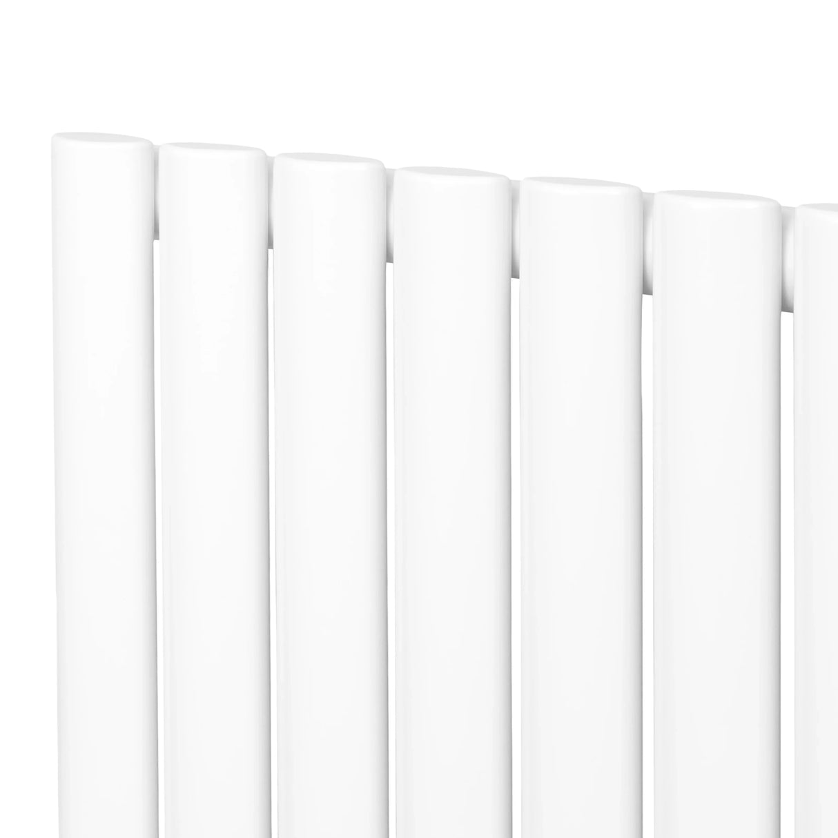 White oval single column radiator with smooth, glossy finish, measuring 600 x 1440mm, designed for efficient heating in modern spaces