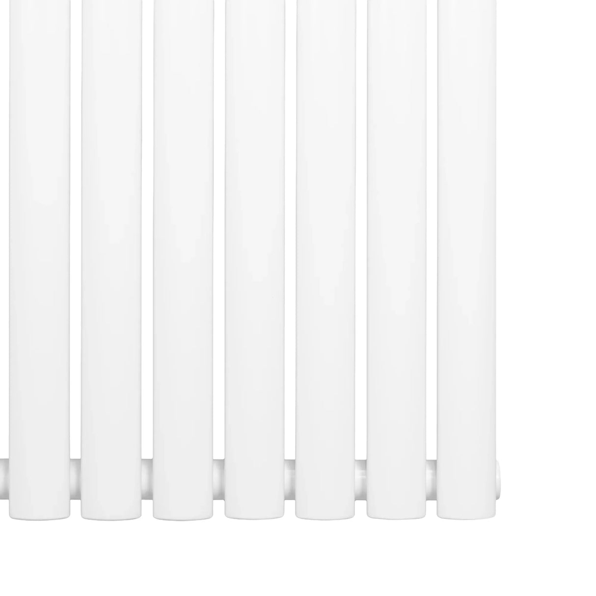 Oval single column radiator in white, featuring smooth, rounded tubes and a sleek design, ideal for modern interiors