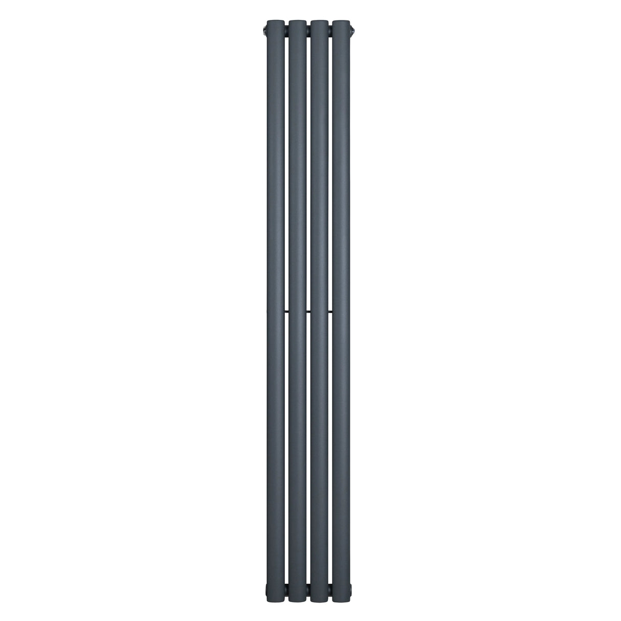 Oval single column radiator in anthracite grey, featuring a sleek vertical design with smooth, modern lines and a matte finish