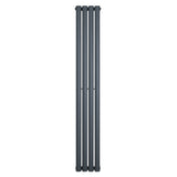 Oval single column radiator in anthracite grey, featuring a sleek vertical design with smooth, modern lines and a matte finish