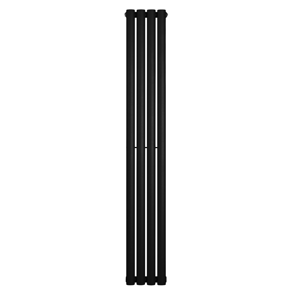 Sleek black oval single column radiator, 1600 x 240mm, featuring a smooth finish and modern design, ideal for stylish heating solutions