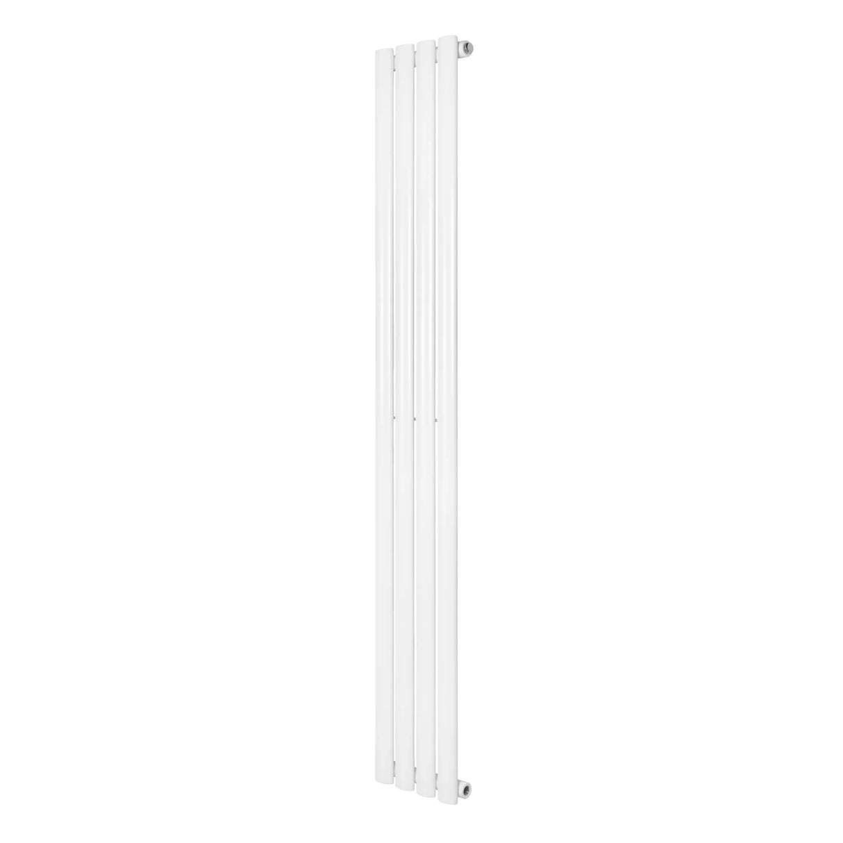 Sleek white oval single column radiator, 1600 x 240mm, featuring a modern design with smooth, vertical lines and a glossy finish