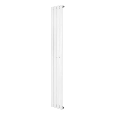 Sleek white oval single column radiator, 1600 x 240mm, featuring a modern design with smooth, vertical lines and a glossy finish