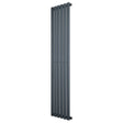 Oval single column radiator in anthracite grey, 1600 x 360mm, featuring a sleek, modern design with smooth, vertical lines and a matte finish
